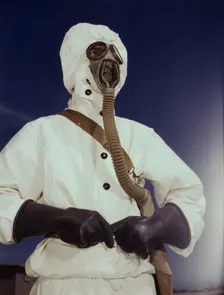 Sailor at the Naval Air Base wears the new type protective clothing...Corpus Christi, Texas, 1942. Creator: Howard Hollem