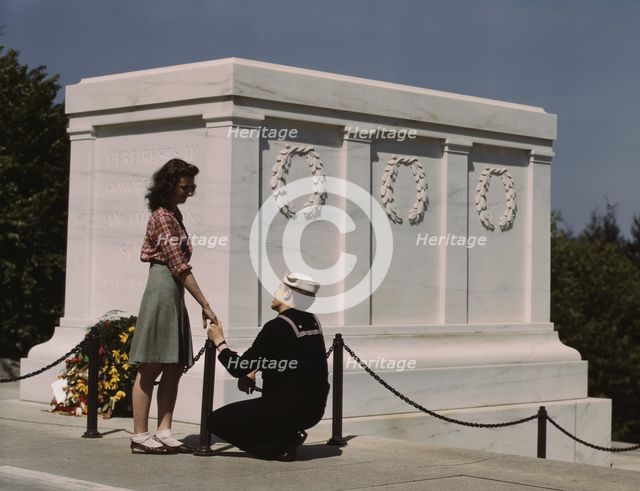 Sailor and girl at the Tomb of the Unknown Soldier, Washington, D.C. , 1943. Creator: John Collier.
