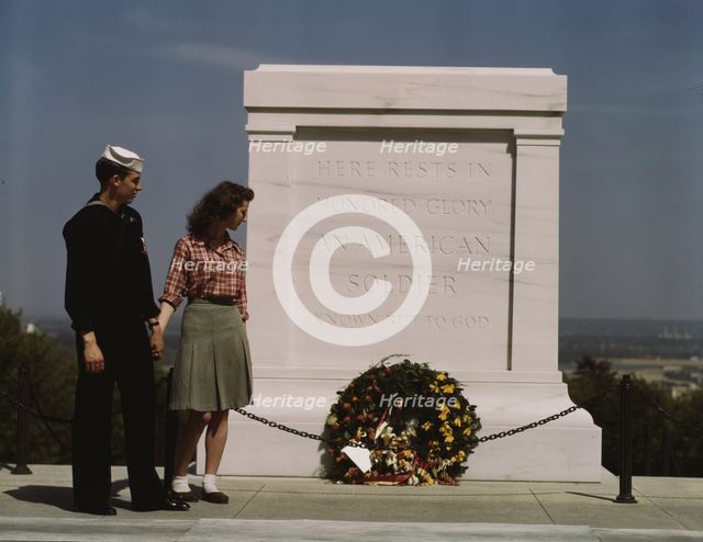 Sailor and girl at the Tomb of the Unknown Soldier, Washington, D.C. , 1943. Creator: John Collier.