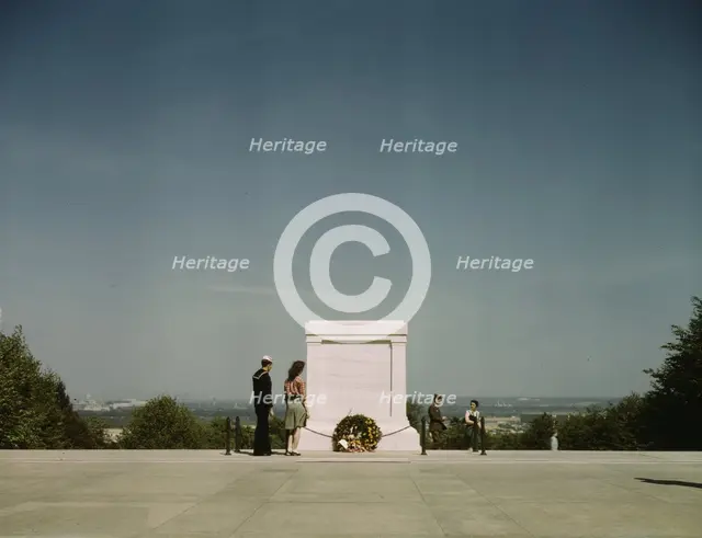 Sailor and girl at the Tomb of the Unknown Soldier, Washington, D.C. , 1943. Creator: John Collier.