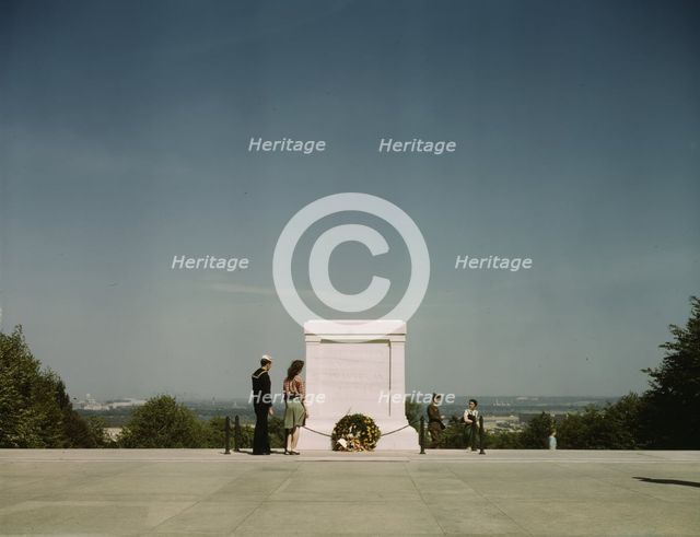 Sailor and girl at the Tomb of the Unknown Soldier, Washington, D.C. , 1943. Creator: John Collier.