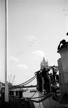 Sailors watching the Battle of Britain Air Show, London, c1945-c1965. Artist: SW Rawlings