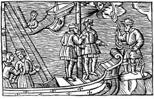 Sailors buying winds (tied in knots) from a magician, 1562