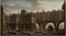 Sailors joust, between Notre-Dame bridge and the Pont au Change, 1751. Creator: Nicolas Raguenet