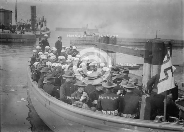 Sailors & Marines from MONTANA at Battery, 1914. Creator: Bain News Service.