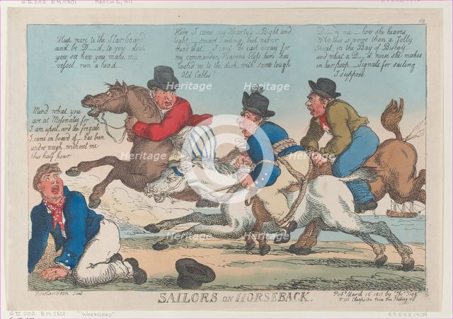 Sailors on Horseback, March 16, 1811., March 16, 1811. Creator: Thomas Rowlandson.