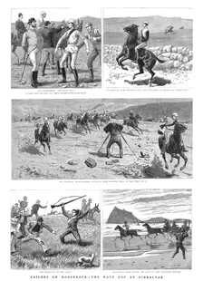 'Sailors on Horseback- The Navy Cup at Gibraltar 1890. Creator: Unknown