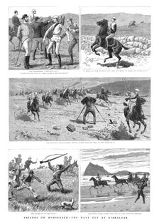 'Sailors on Horseback- The Navy Cup at Gibraltar 1890. Creator: Unknown