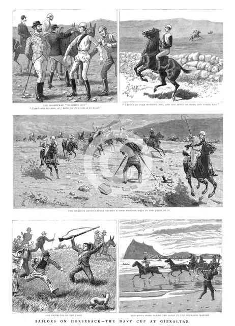 ''Sailors on Horseback- The Navy Cup at Gibraltar', 1890. Creator: Unknown.