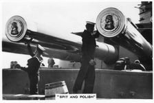 Sailors polishing the 16 inch guns of HMS Nelson 1937