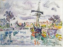 Sailboat at a Pier 1920s. Artist: Paul Signac