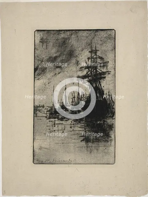 Sailboats on the water, c. 1888. Creator: Henri-Charles Guerard.