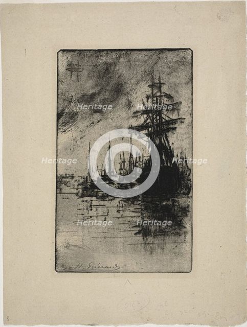 Sailboats on the water, c. 1888. Creator: Henri-Charles Guerard.