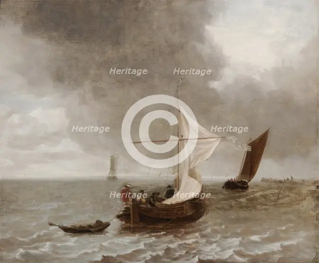 Sailboats in a Breeze, between 1655 and 1660. Creator: School of Jan van de Capelle.