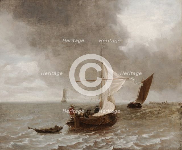 Sailboats in a Breeze, between 1655 and 1660. Creator: School of Jan van de Capelle.