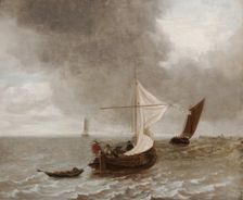 Sailboats in a Breeze, between 1655 and 1660. Creator: School of Jan van de Capelle