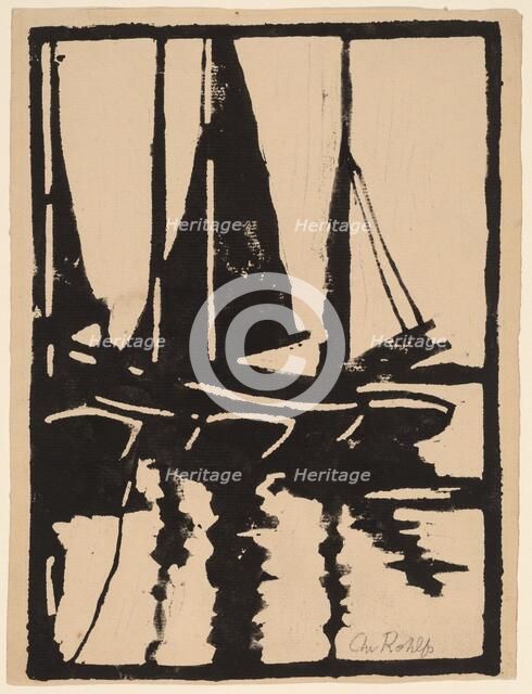 Sailboats in the Harbor, 1905-1910. Creator: Christian Rohlfs.