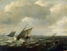 Sailing Vessels in a Strong Wind, 1660. Creator: Hendrik Martensz. Sorgh
