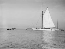 Sailing yacht Bona being towed, 1912. Creator: Kirk & Sons of Cowes