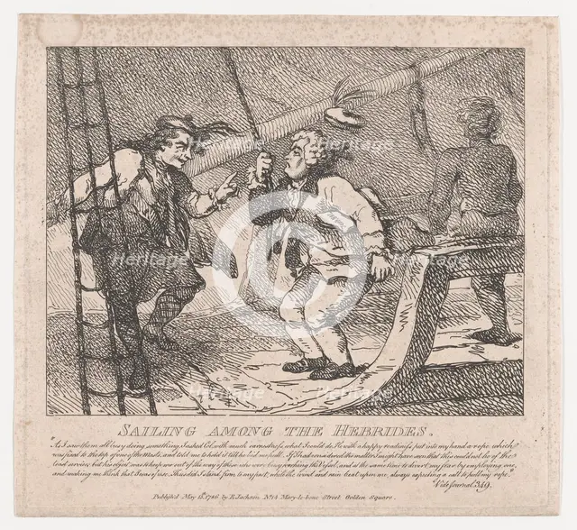 Sailing Among the Hebrides (Picturesque Beauties of Boswell, Part the Second), Ju..., June 10, 1786. Creator: Thomas Rowlandson.