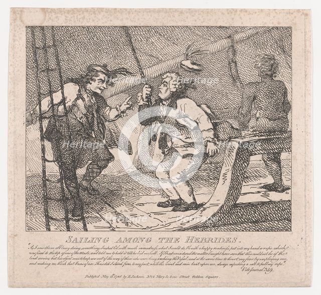 Sailing Among the Hebrides (Picturesque Beauties of Boswell, Part the Second), Ju..., June 10, 1786. Creator: Thomas Rowlandson.