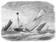Sailing-barge on the Thames: rounding the Nore Light-ship, 1865. Creator: Unknown