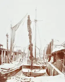 Sailing barges, Battersea, London, 1906