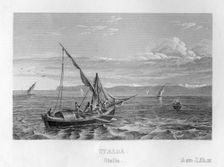 Sailing boat off the Italian coast, c1833. Creator: Unknown