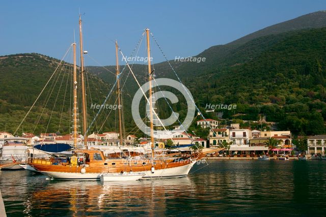 Sailing boat off Sami, Kefalonia, Greece. Creator: Peter Thompson.