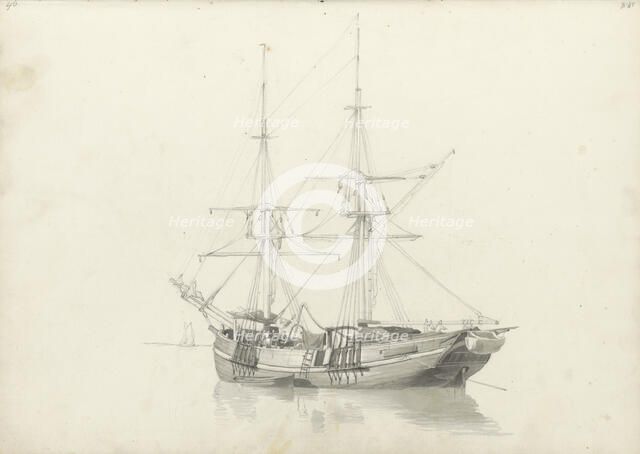 Sailing boat on the water, 1797-1838. Creator: Johannes Christiaan Schotel.