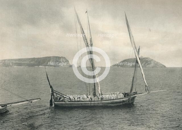 Sailing boat in the harbour of Naples, Italy, 1927. Artist: Eugen Poppel.