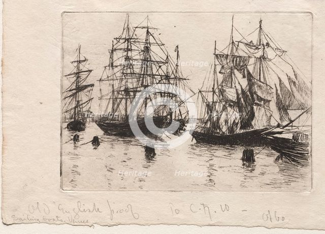Sailing Boats, Venice, 1880. Creator: Otto H. Bacher (American, 1856-1909).