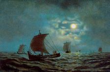 Sailing boats at night time, 20th century