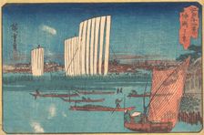 Sailing boats, from the series Twelve Views of Edo, 19th century. Creator: Ando Hiroshige