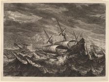 Sailing Boats in a Tempest, c. 1638. Creator: Boetius Adams Bolswert