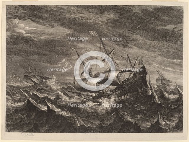 Sailing Boats in a Tempest, c. 1638. Creator: Boetius Adams Bolswert.