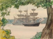 Sailing Boats in Landscape, c1890s. Creator: Albert Edelfelt