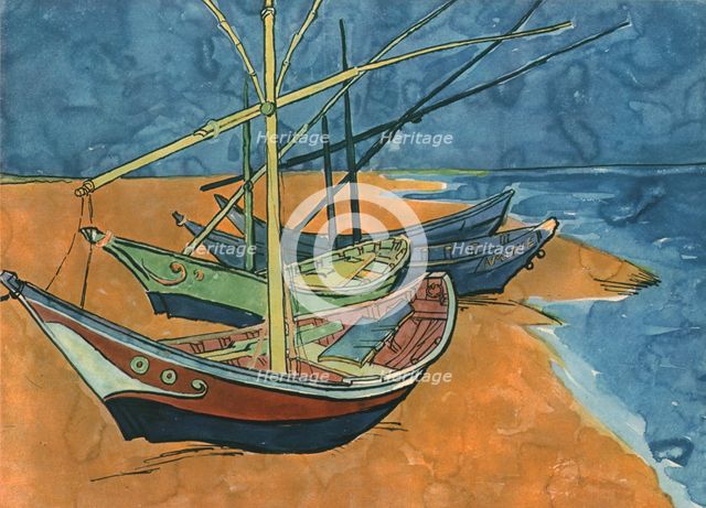 'Sailing Boats on the Beach at Les Saintes-Maries', June 1888, (1947).  Creator: Vincent van Gogh.