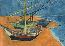 Sailing Boats on the Beach at Les Saintes-Maries June 1888, (1947). Creator: Vincent van Gogh