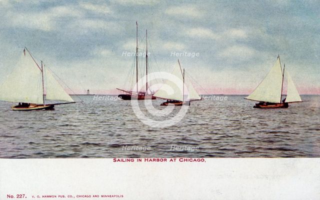 Sailing in the harbour, Chicago, Illinois, USA, 1915. Artist: Unknown