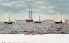 Sailing in the harbour, Chicago, Illinois, USA, 1915