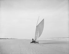 Sailing on the beach, Ormond, Fla., between 1900 and 1910. Creator: Unknown