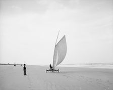 Sailing on the beach, Ormond, Fla., between 1900 and 1910. Creator: Unknown