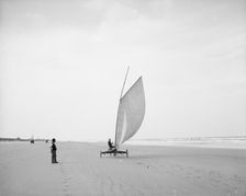 Sailing on the beach, Ormond, Fla., between 1900 and 1910. Creator: Unknown