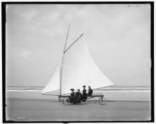 Sailing on the beach, Ormond, Florida, between 1890 and 1910. Creator: Unknown