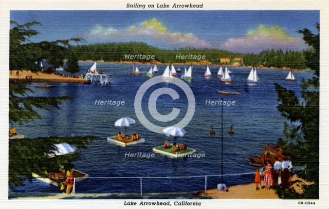Sailing on Lake Arrowhead, California, USA, 1940. Artist: Unknown