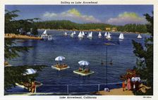 Sailing on Lake Arrowhead, California, USA, 1940