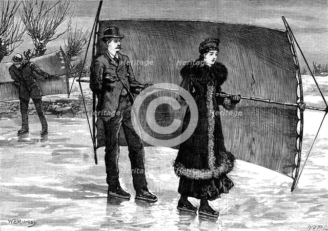 Sailing on skates, 1880. Creator: William James Palmer.