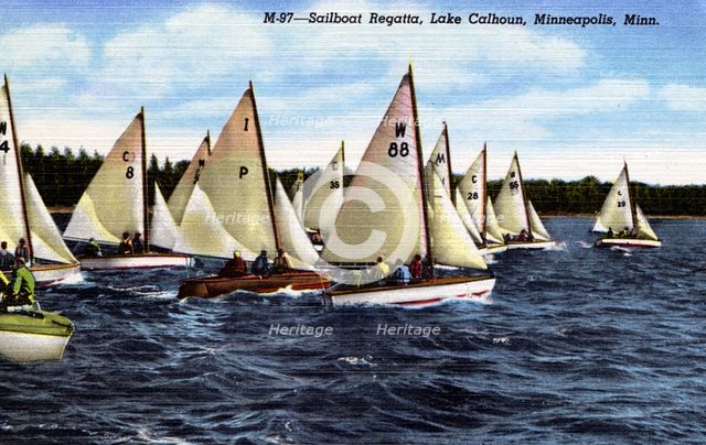 Sailing regatta, Lake Calhoun, Minneapolis, Minnesota, USA, 1949. Artist: Unknown