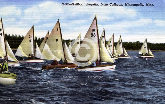 Sailing regatta, Lake Calhoun, Minneapolis, Minnesota, USA, 1949. Artist: Unknown